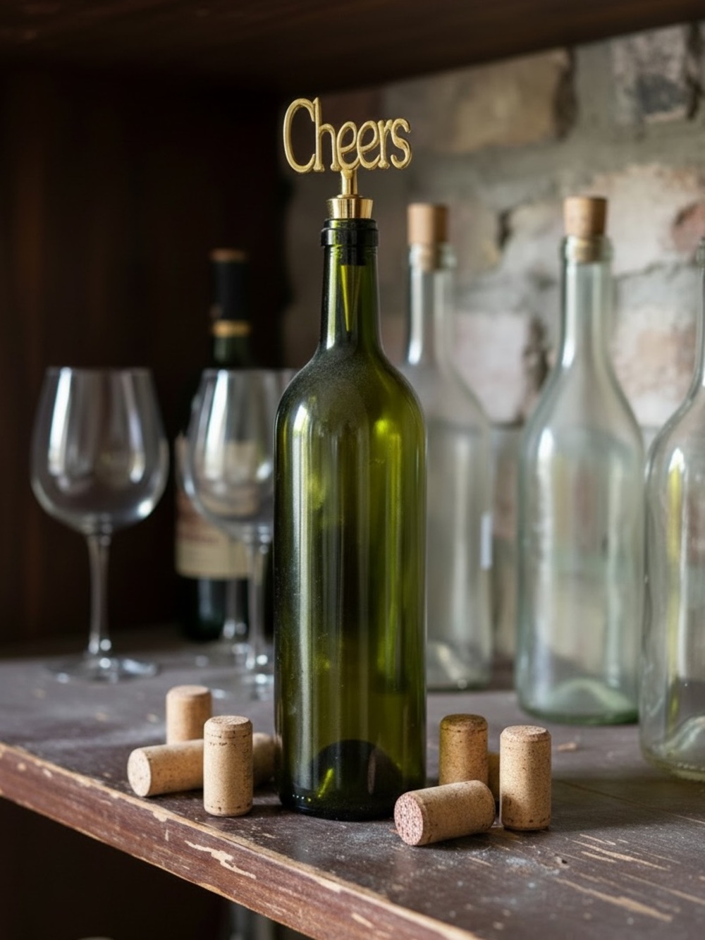 Unique Bargains Alloy Gold- Tone "Cheers" Wine Bottle Stopper